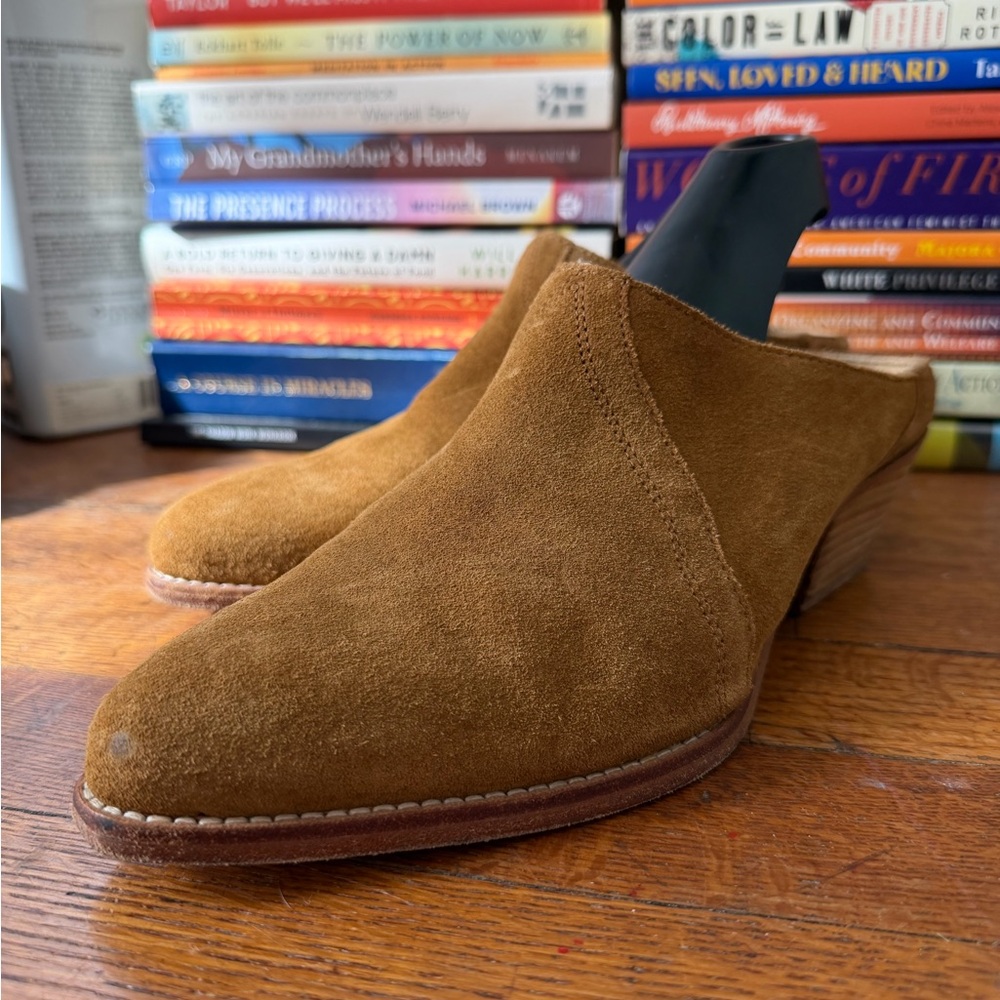 Free People Tan Suede Mules Sz 39